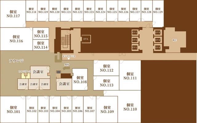 xLINK 丸の内のフロアマップ9F　三菱地所のフレキシブルオフィス