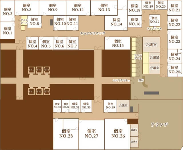 xLINK 丸の内パレスフロントのフロアマップ　三菱地所のフレキシブルオフィス